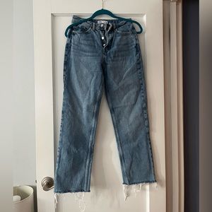 Zara Raw Hem Button Fly Straight Leg Jeans (Never Worn)